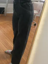 Women Jeans Cargo-Pants Wide-Leg Gray Loose Blue Girl Baggy High-Waist Straight Casual