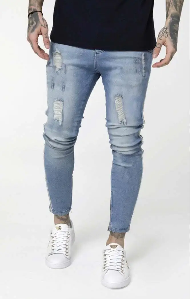 SikSilk с низкой посадкой Denims-промытый синий