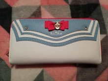 Marinero Luna diseñador PU cuero cartera larga cartera dama con cremallera bolso hermoso bolso de mano de día con perla y lazo