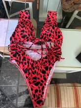 Bañador sexy de una pieza para mujer, monokini con estampado de leopardo, traje de baño de estilo vendaje, bikini acolchado de realce, de verano