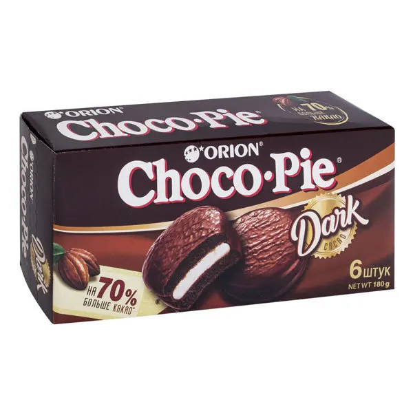 Пирожное шоколадное Choco Pie Dark Orion 180 г 6 шт. | Продукты