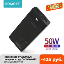 ROMOSS PPD20 50W Power Bank 20000mAh PD QC Quick Charge 20000 mAh Powerbank Portable External Charger For Smartphone Laptop