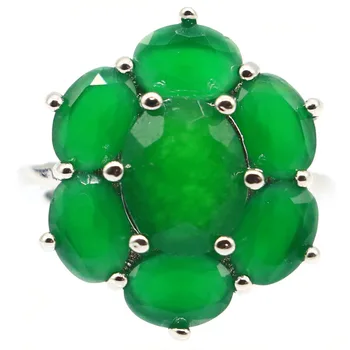 

20x17mm European Design Real Green Emerald Jewelry Silver Ring For Women Fashion Fine Jewelry Daily Wear