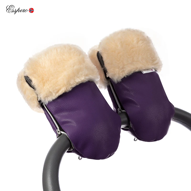 Муфта-рукавички для коляски Esspero Double Leatherette(Натуральная шерсть - Цвет: Aubergine