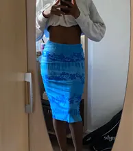 Faldas de estilo informal bohemio para mujer, faldas de cintura alta con estampado Floral, color Naranja, a media pierna, para playa, fiesta y vacaciones