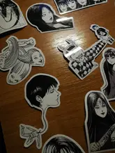 Pegatina de cómic de Horror para monopatín, adhesivo impermeable de Anime japonés Tomie, para equipaje y portátil, color blanco y negro, 10/21/49/50/56 Uds.