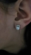 MloveAcc 100% Plata de Ley 925 Animal búho bonito pendientes con CZ para las mujeres de la joyería de la plata esterlina Brincos