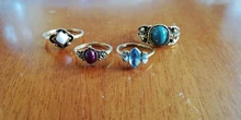 Juego de 4 anillos de cristal estilo bohemio Vintage, conjunto de anillos de conjunto de anillos Midi de la suerte para nudillos para mujer
