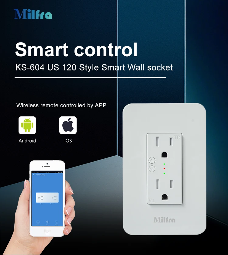 Milfra US Smart inWall Outlet Switch Timer Power Wifi Socket with