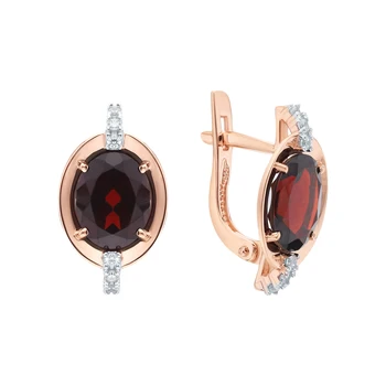 

Gold earrings with cubic zirconia and Garnet sunlight sample 585