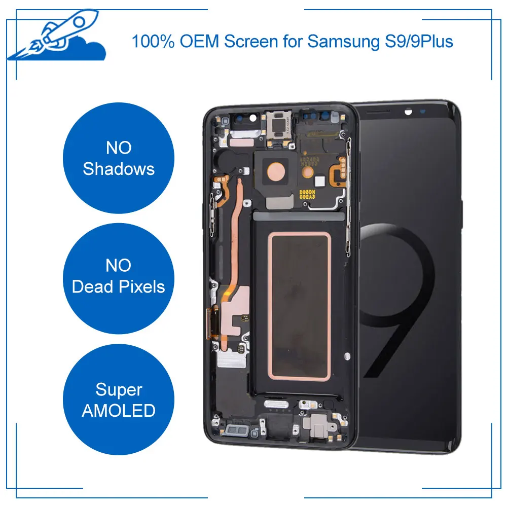 Ori For Samsung Galaxy S9 S9Plus LCD Touch Screen Super AMOLED Display Digitizer Assembly Replacement NO Burn Shadows New