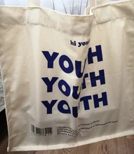 De lona de las mujeres bolsa de compras cartas de juventud imprimir mujer tela de algodón bolsa de hombro bolso Eco bolso reutilizables bolsas de compras