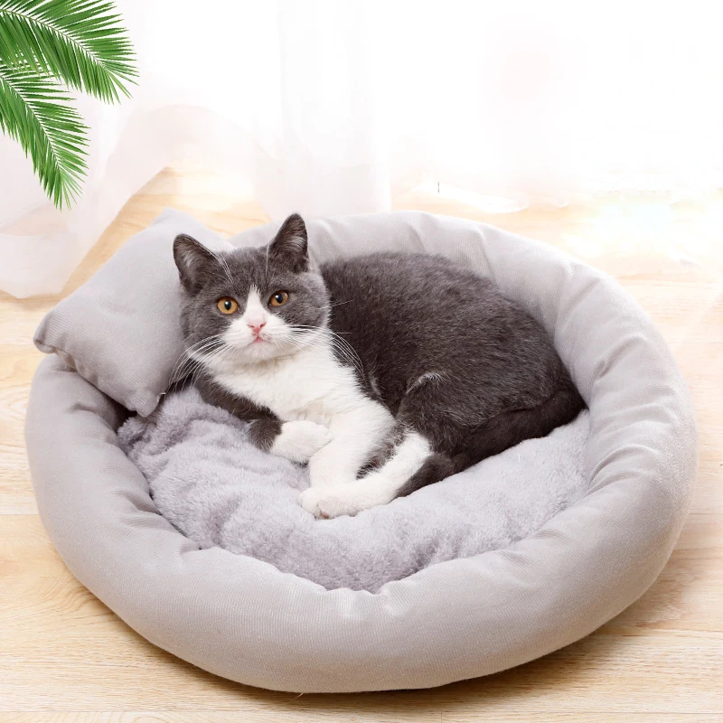 

Hiding Burger Bun Winter Warm Cat Bed House Round Bed Fodable Dog Sleeping Mat Pad Nest Kennel Pet Cushion Puppy Nest Shell