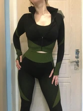 Ropa de deporte sin costuras para mujer, conjunto de ropa para hacer ejercicio, traje para entrenamiento, yoga, running, correr, gimnasio, manga larga, femenino