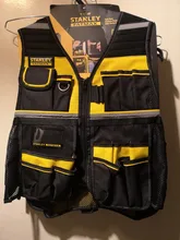 Vest Workwear Work-Tool Reflective-Safety-Strip Multi-Pocket Stanley Fatmax Strap Black