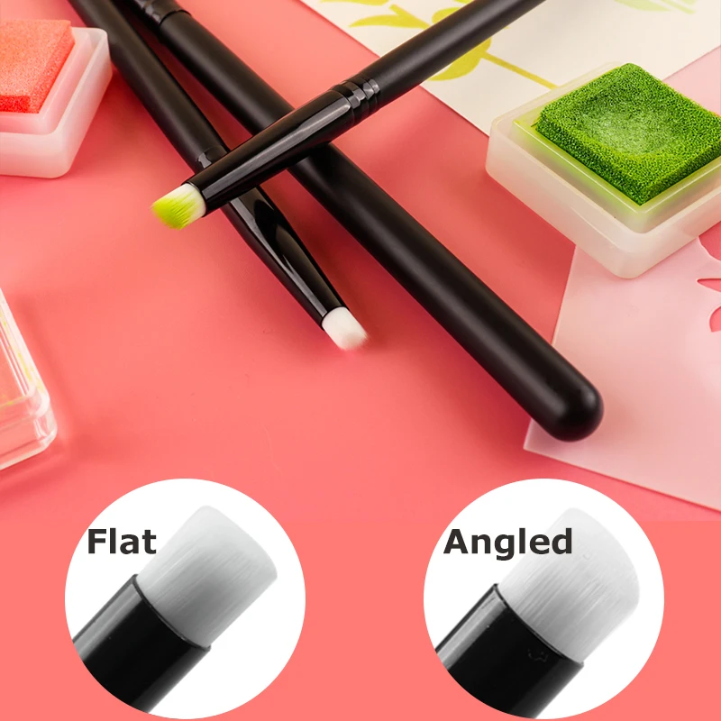 Painting Brushes 3Pcs/set Flat /angled Detailed Blending for Fine Detailed Areas Ink Painting Intricate Stencils Cards Making blending brush