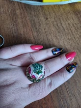 Joyería de estilo Retro dorado para mujer, anillo pintado a mano con aceite, joyería