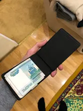 Gran oferta de moda de los hombres es delgada Bifold Clip para dinero, de piel cartera con una abrazadera de Metal mujer ID tarjeta de crédito monedero efectivo titular