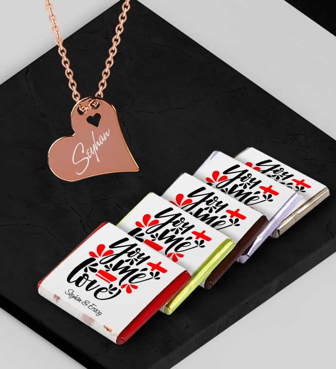 

Personalized Valentine Rose Heart Necklace If You Would to the Tune of Chocolate Set-79