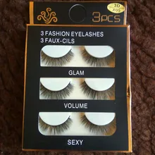 Mink-Eyelashes Makeup Hand-Made Fake Soft Natural 3-Pairs 3D -X09 New