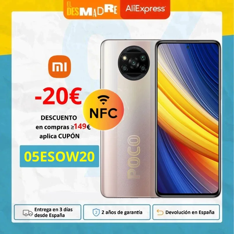 POCO X3 Pro (128GB ROM 6GB RAM Qualcomm ® Snapdragon™860G de Android Nuevo) [Teléfono Móvil Versión Global]