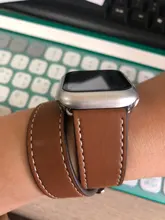 Correa de doble recorrido para Apple watch, correa de reloj de cuero genuino de 44mm/40mm 42mm/38mm, serie iWatch 5 4 3 se 6