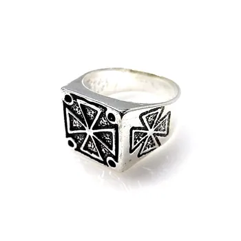 

Seal ring 925 Sterling silver m smooth man 14mm. Cross oxidized [AC0307]