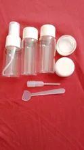 Mini botes de plástico para cosméticos, mini botellas de plástico para uso de crema cosmética para rostro, juego de 7 unidades, envases vacíos de plástico transparentes, kit de viaje