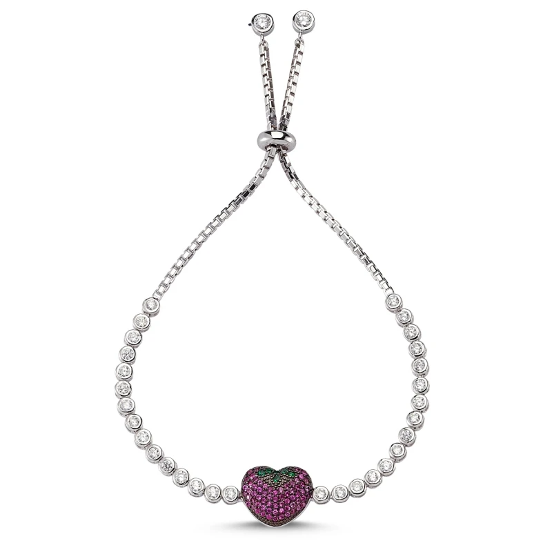

Silver 925 Sterling Strawberry Patterned Watercourse Elevator Bracelet