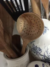 Skimmer Cooking Spoon Tableware Colander Kitchen-Tool-Kit Teak Nano-Soup Wooden Natural-Wood