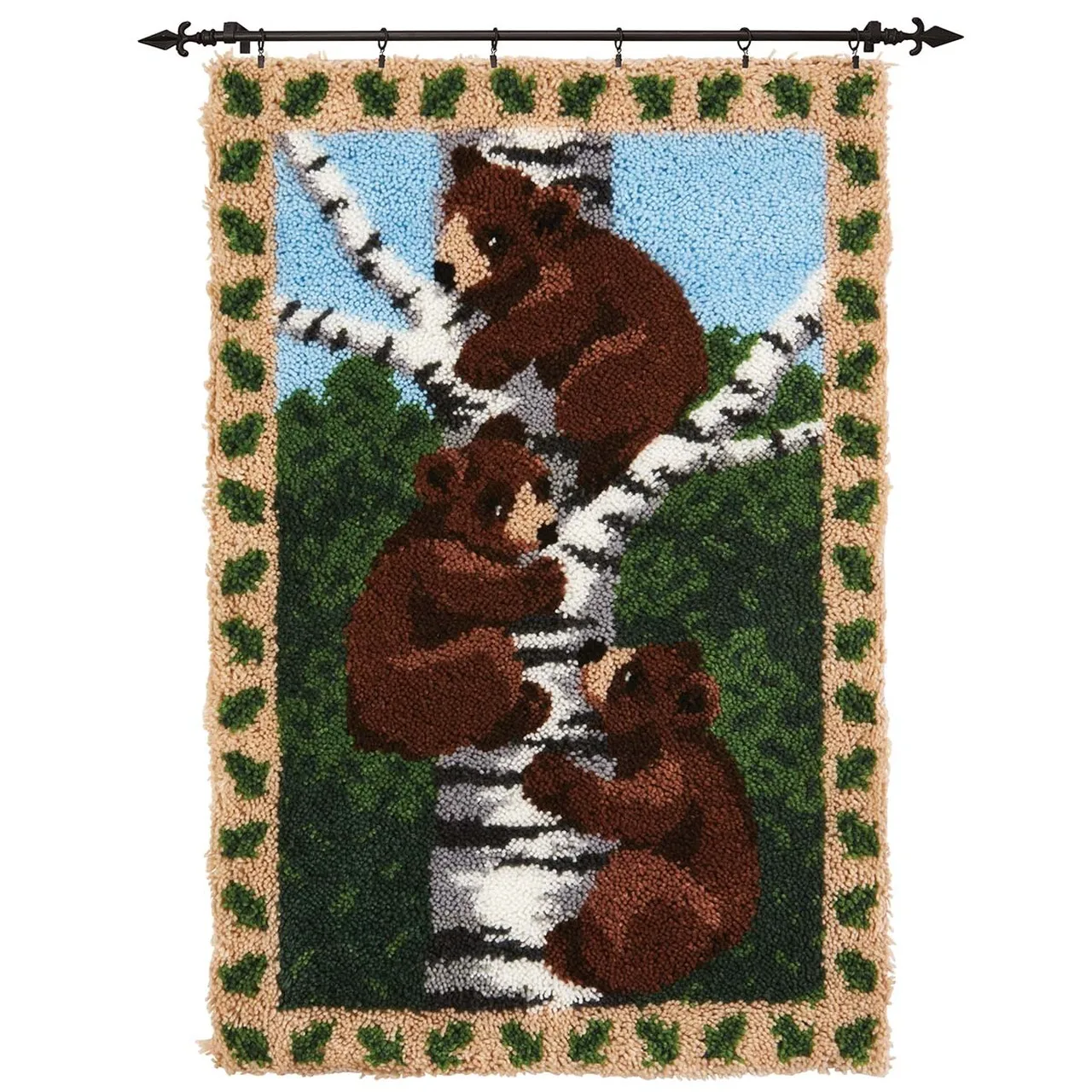 Latch Hook Kits Bears in the Woods Wall Hanging DIY Carpet Rug Pre