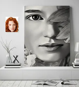 

Personalized Women 'S Charcoal Artistic Portrait Design Canvas Table 70x100cm-14