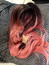 Wigs Hair-Wig Synthetic-Hair Middle-Part Wavy Pink Natural Long Ombre Women Heat-Resistant