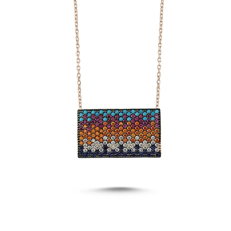 

Armagano Mixed Color Zircon Cubic Zirconia Rectangle Necklace