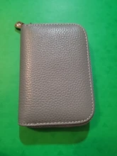 Tarjetero de piel de vaca de primera capa RFID antirrobo para hombre y mujer, billetera pequeña multifuncional con cremallera