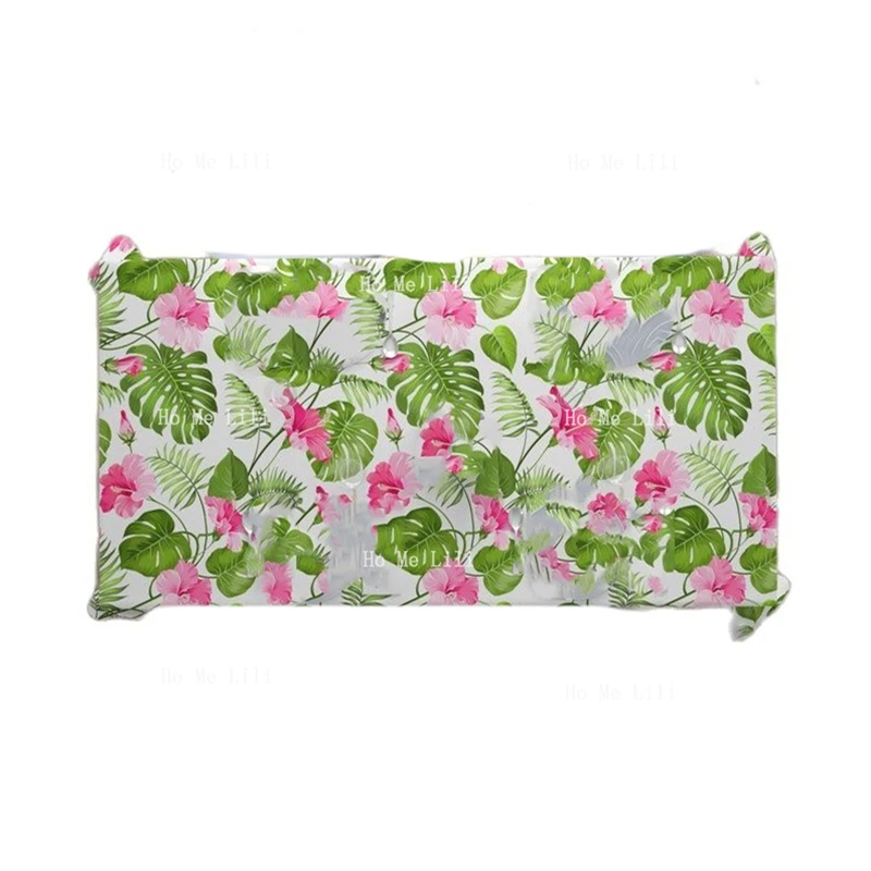 

Flamingo Tropical Watercolor Printed Rectangle Tablecloth Custom Party Table Cover With Palm Leaves Pattern