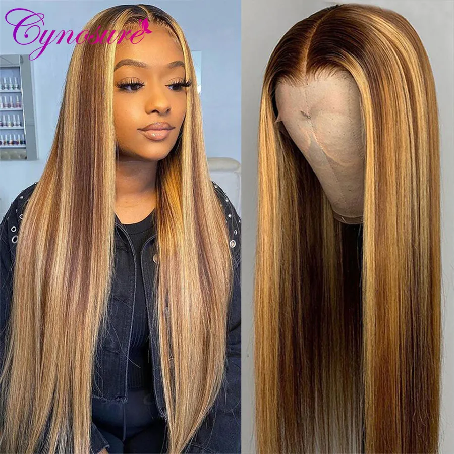 Good Deal Straight Frontal Highlight Human-Hair-Wigs Ombre Blonde Cynosure Hd Transparent Preplucked 6MRGg9nq