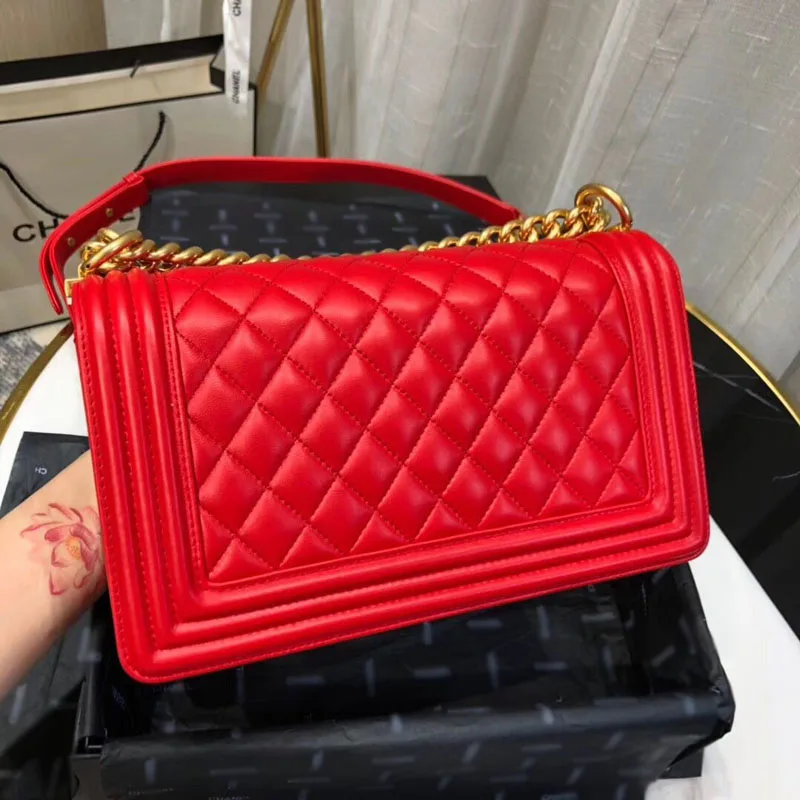 red gold Роскошная брендовая сумка для мальчиков, женские сумки из натуральной кожи, сумки из овчины, сумки из овчины, высокое качество, дизайнерские сумки через плечо, сумки на цепочке 25 - Цвет: red gold