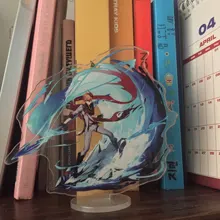 Figura de Anime Genshin Impact Zhongli Diluc Venti Klee Keqing Qiqi, soporte acrílico, modelo de placa, decoración de escritorio, señal de pie, regalos para seguidores
