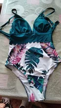 Bañador de una pieza con volantes para mujer, traje de baño Sexy con estampado de hojas, cuello de pico profundo, traje de baño ajustable con Espalda descubierta, ropa de playa de talla grande 2020