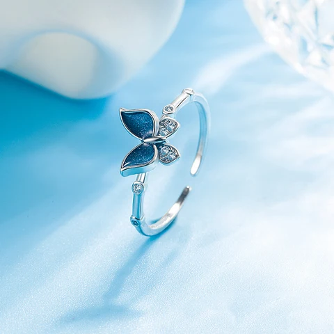Silver Color Dancing Moving Butterfly Rings Dainty Insect Minimalist Rings For Women French Jewlery 2022 Trend Anillos