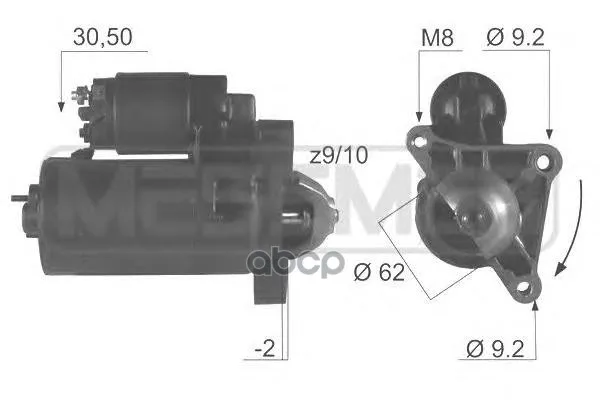 Стартер Psa 206, 306,307, 405, Partner, Berlingo, C2, C3, C4 0,9 Kw Era арт. 220044