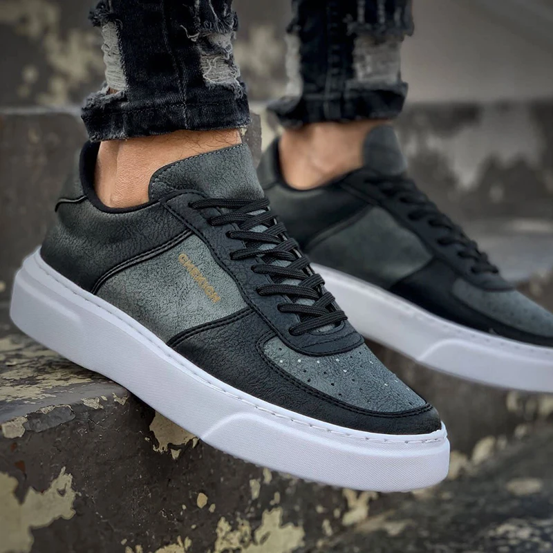 Chekich Zapatos para Hombre Negro y Antracita Sin Cordones de Cuero Primavera Otoño Temporadas Color Mixto Zapatillas Gris Cómodo Boda Costura Ortopédica Suela Blanca Caminar Aire Inodoro Alta Calidad CH087 V4| |