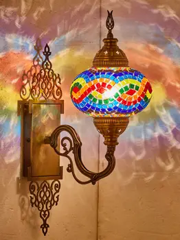 

Turkish Moroccan Tiffany Style Mosaic Wall Sconce Lamp Light 7'' Globe
