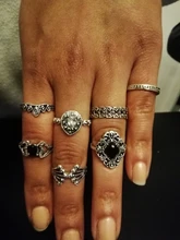 Conjunto de anillo con gemas estilo Retro bohemio para mujer, sortija, flor de cristal, elefante, Loto hueco, 32 estilos, regalo de aniversario de boda