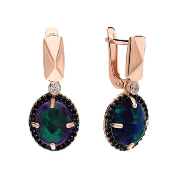 

Silver earrings with cubic zirconia and Opals synthetic sunlight sample 925 test