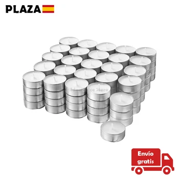 

Tea candles 30/50/75/100/200/300/500 units, with aluminium case, no aroma, white color