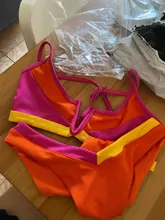 Splicing Bikini Swimwear Bathing-Suit Biquini Ribbed Push-Up Beach Summer Female V-Neck