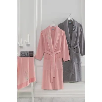 

Rebekah Havlulu Bathrobe 4lü Set Pink-Gray L-xl