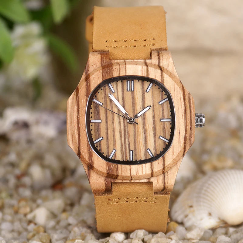 

Simple Creative Mens Watches Top Luxury Fashion Wood grain Vintage Quartz Wooden Watch Men as Best Gifts